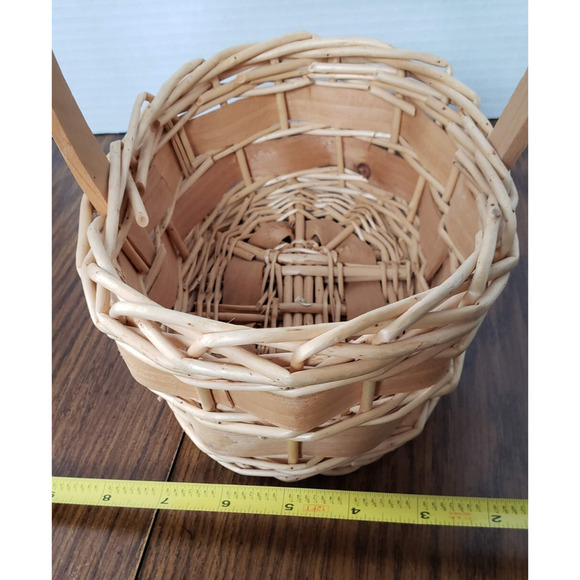Easter Spring Basket 9 Inch Woven Chip Wood With Handle - Picture 9 of 9